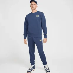 Sale Nike Club FT Crew Bolt sweater heren midnight navy lightening