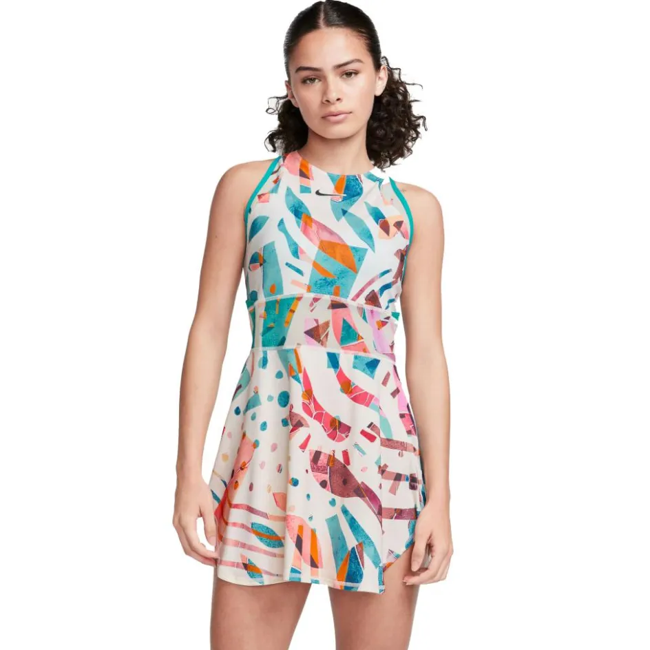 New Nike Court Dri-FIT Slam tennisjurk dames white coconut milk teal nebula black