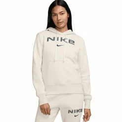 Discount Nike Sportswear Phoenix Fleece Logo hoodie dames light  orewood brown white armor