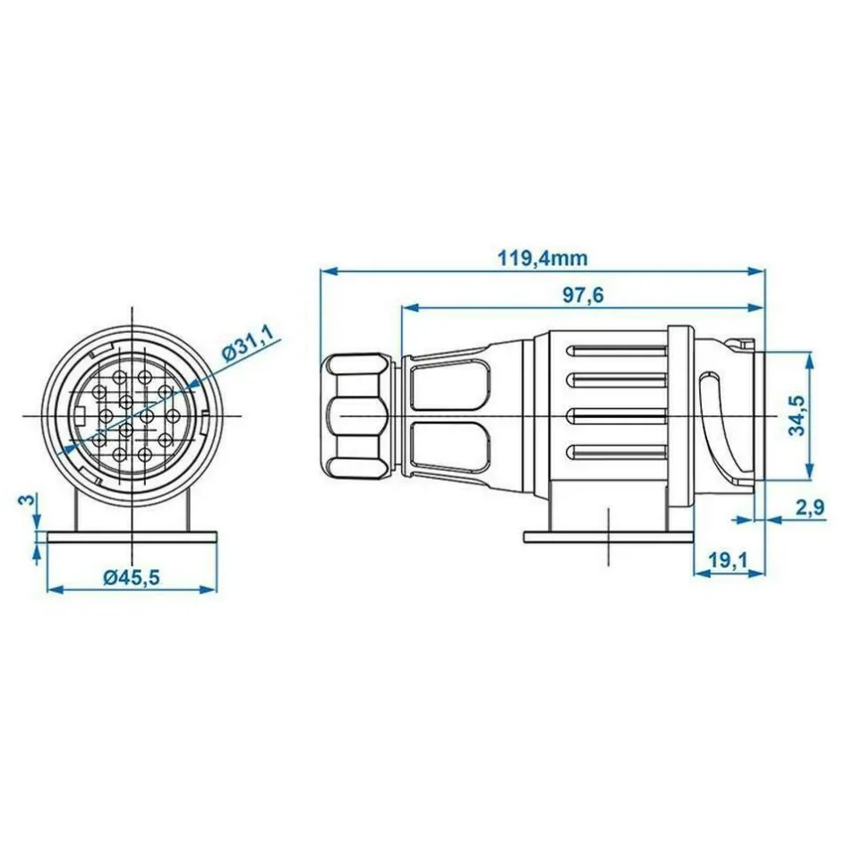 Hot ProPlus 13-polige Jaeger stekker