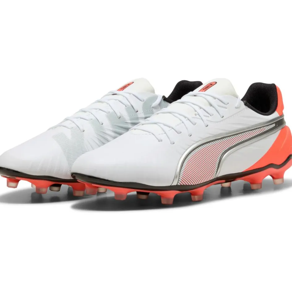 Sale Puma King Match FG - AG voetbalschoenen white silver glowing red