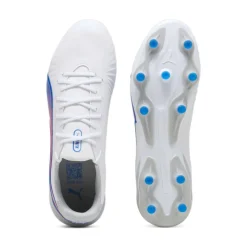 Sale Puma KING MATCH FG AG voetbalschoenen heren white bluemazing flat light grey