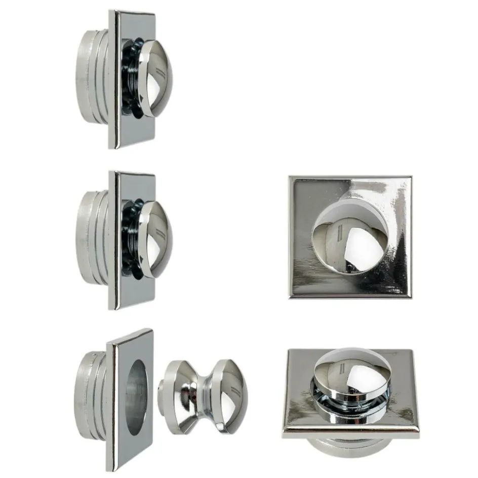 Pushlock Drukknop + buitenring vierkant mini glans chroom