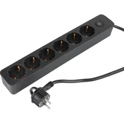 Outlet Q-Link 6-voudige stekkerdoos met schakelaar 1,5 meter  zwart