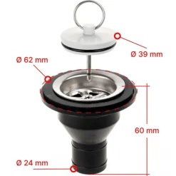 Reich rechte afvoerplug 39 mm