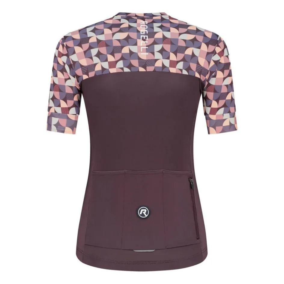 Rogelli Essential Graphic fietsshirt dames bordeaux coral