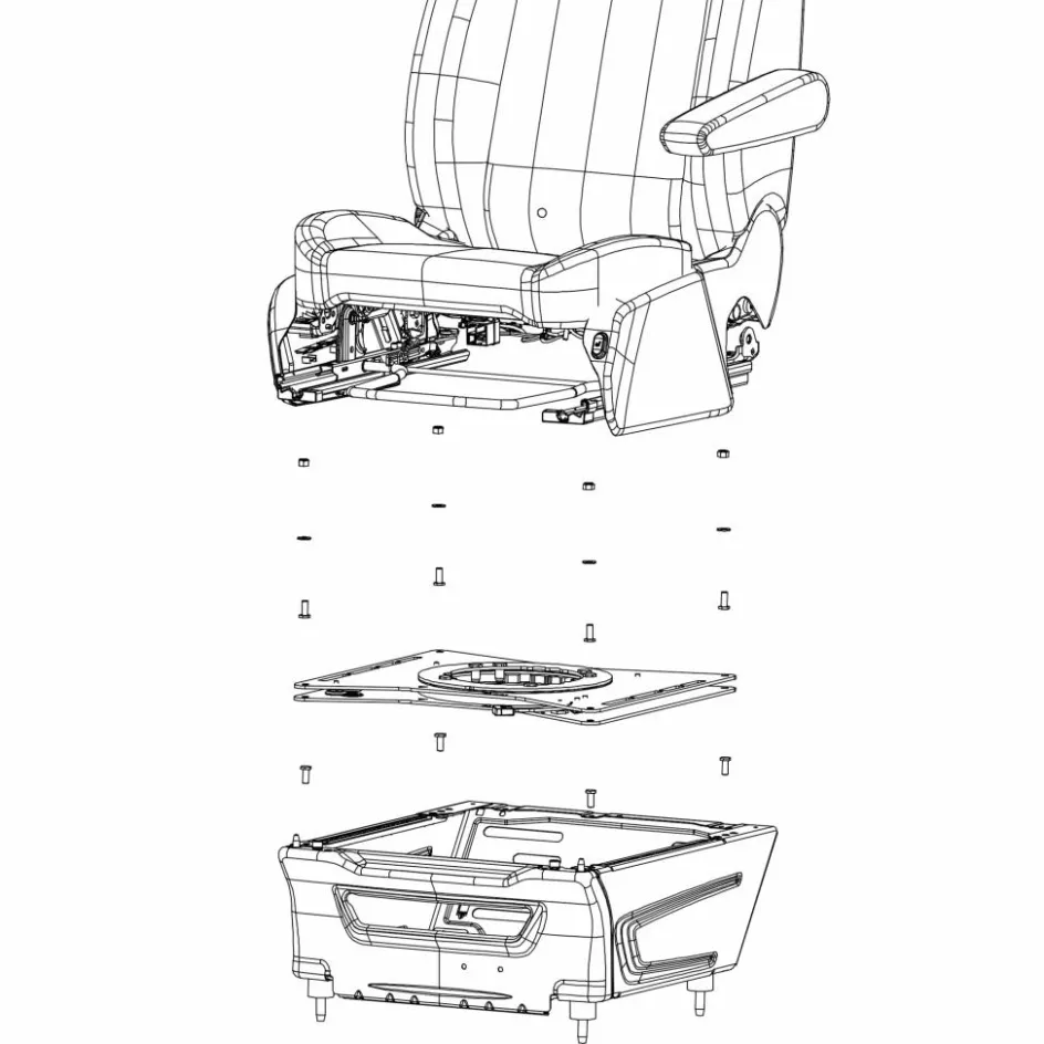 Scopema V3 Ford Transit vanaf 2014 Ford Transit Custom van 2013 tot 2023 draaiplateau bijrijder