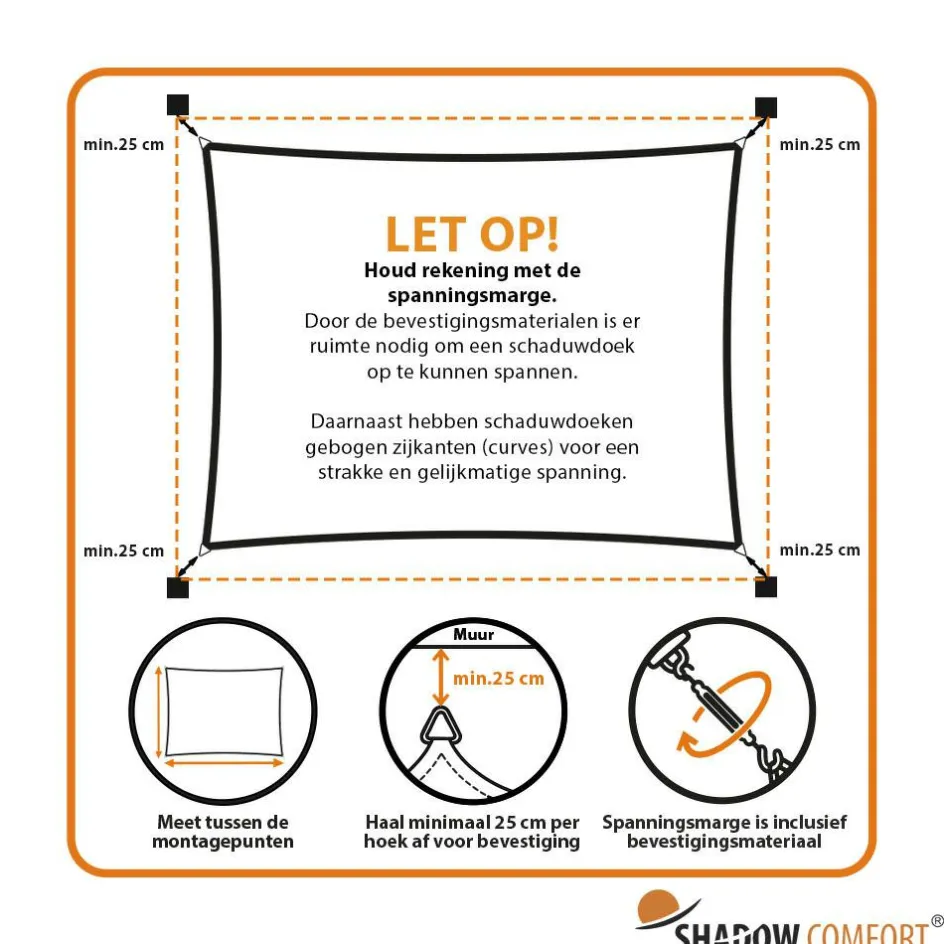 Shadow Comfort Rechthoek schaduwdoek 300 x 500 cm arctic white
