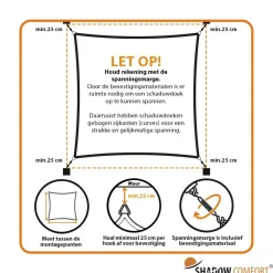 Sale Shadow Comfort Waterdicht vierkant schaduwdoek 400 x 400 cm sand