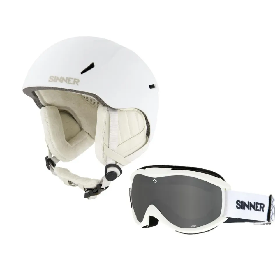 Sinner Combi-pack CREST skihelm met Toxic skibril white