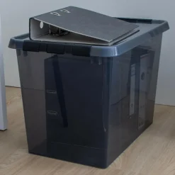 Sunware Comfort line opbergbox 72 liter transparant grijs  zwart