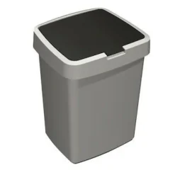 Discount Sunware Delta prullenbak met klep 10 liter grijs zwart