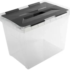 Sunware Onyx opbergbox 15 liter transparant antraciet