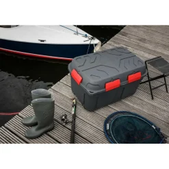 Outlet Sunware Q-line opbergbox 130 liter antraciet rood