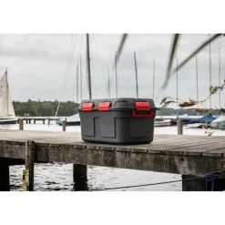 Outlet Sunware Q-line opbergbox 130 liter antraciet rood