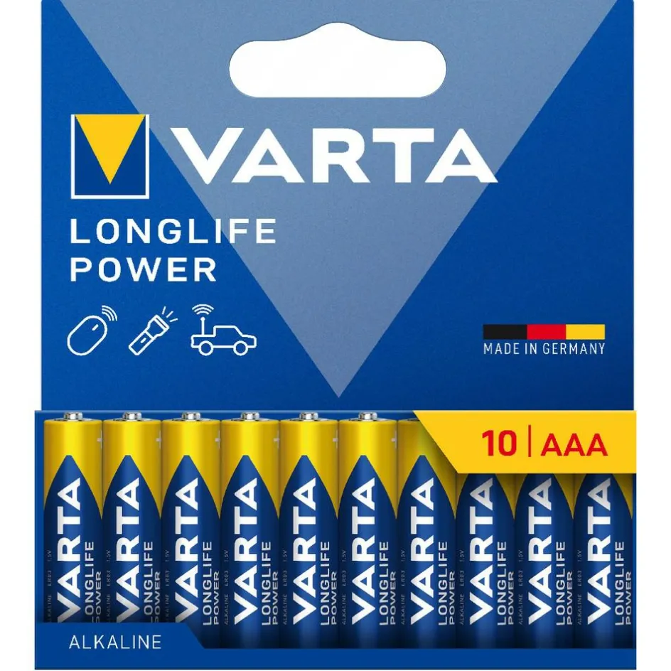 Varta Longlife Power Alkaline AAA batterij 10-pack blauw
